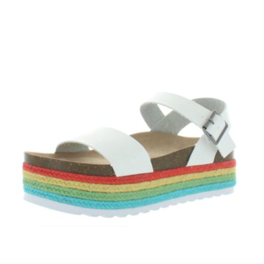Chinese Laundry Sandals White Rainbow Espadrilles
